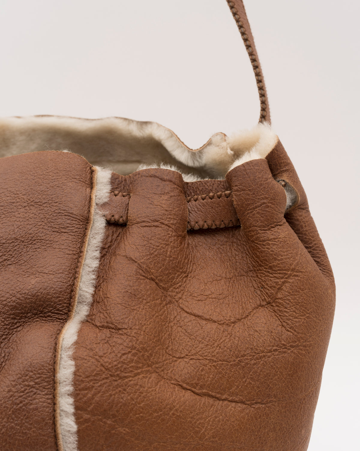 2000s MIU MIU Small Tan Shearling Hobo Bag