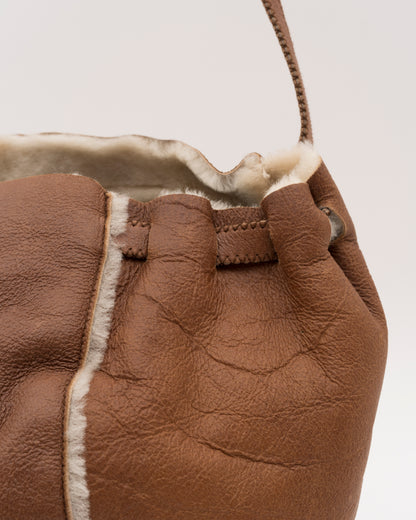 2000s MIU MIU Small Tan Shearling Hobo Bag