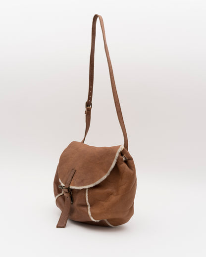 2000s MIU MIU Small Tan Shearling Hobo Bag