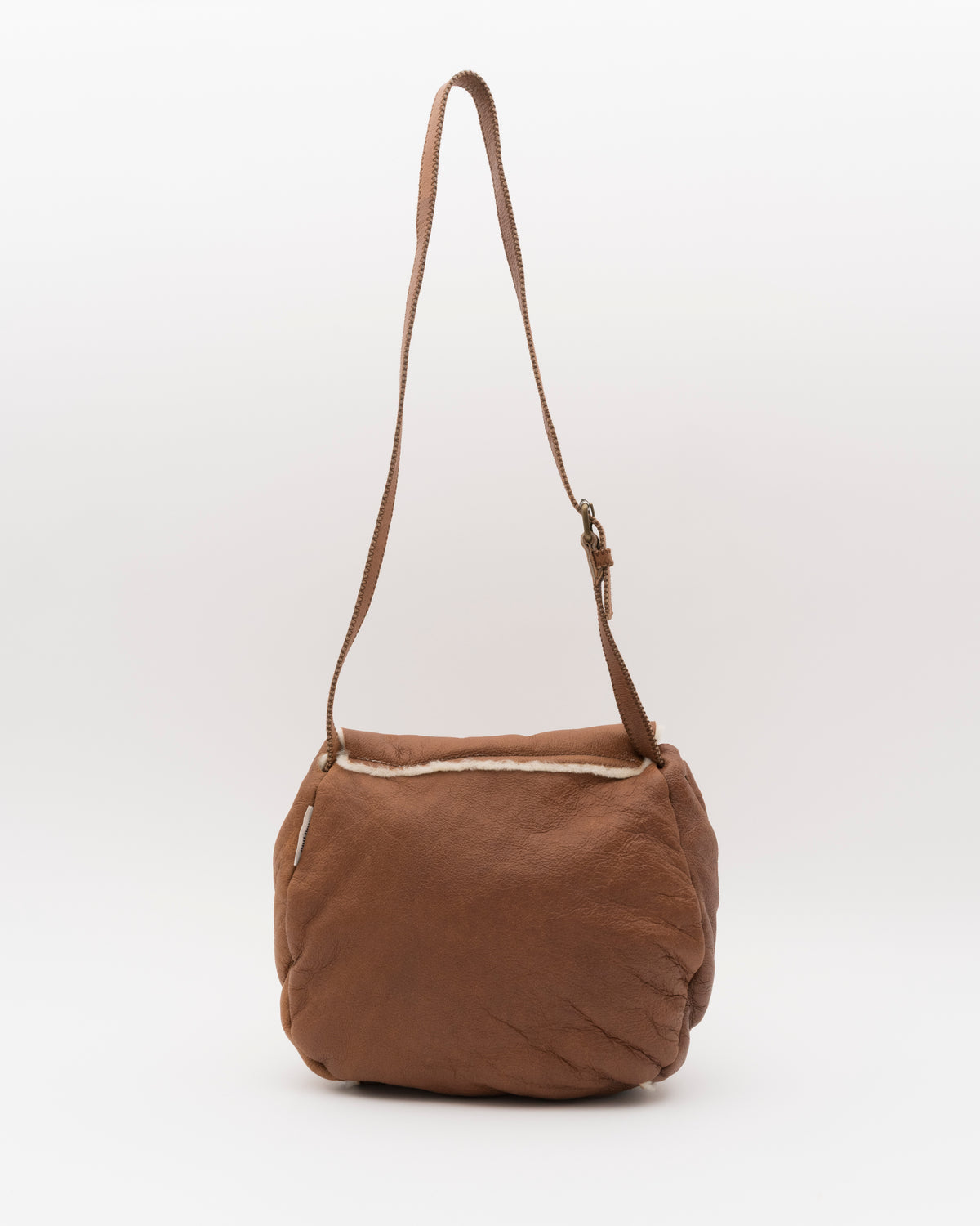 2000s MIU MIU Small Tan Shearling Hobo Bag