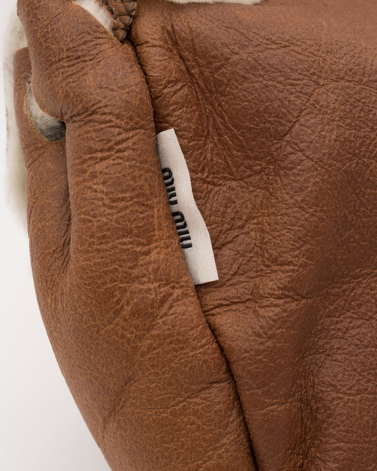 2000s MIU MIU Small Tan Shearling Hobo Bag
