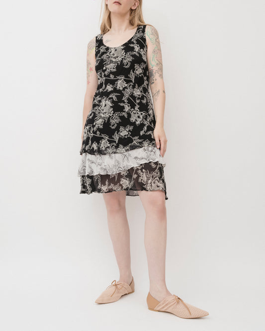 Vintage 90s Floral Chiffon Dress (S-L)