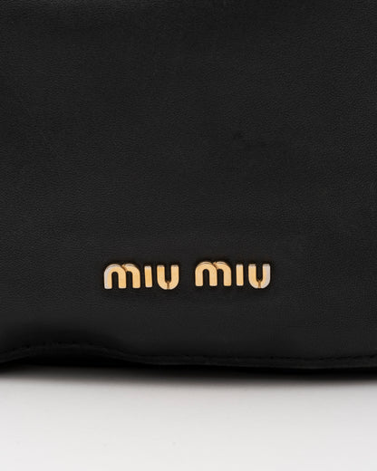 2000s MIU MIU Black Nappa Leather Hobo Bag