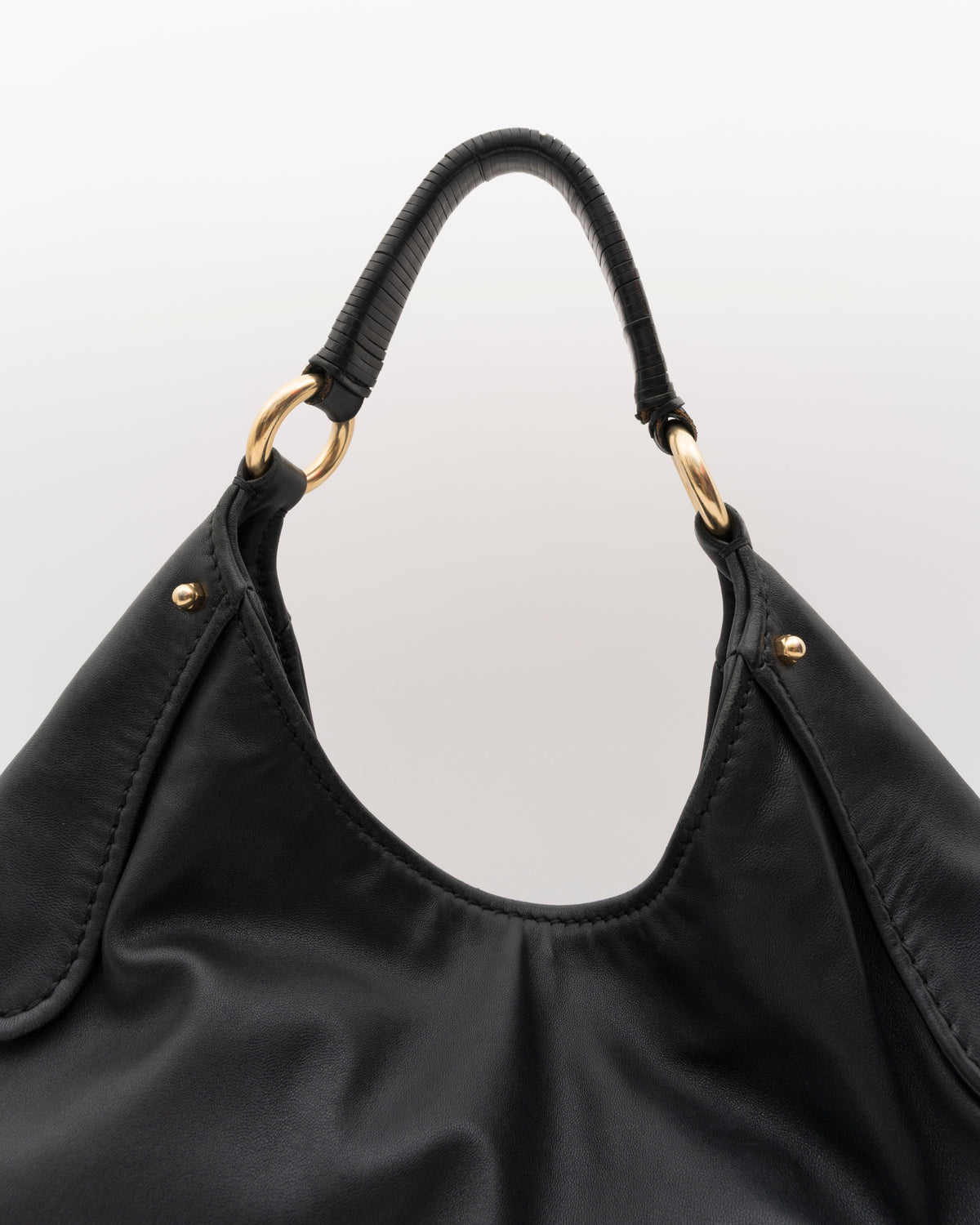 2000s MIU MIU Black Nappa Leather Hobo Bag