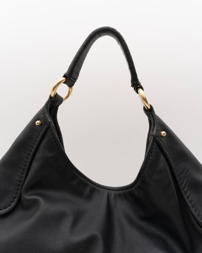 2000s MIU MIU Black Nappa Leather Hobo Bag