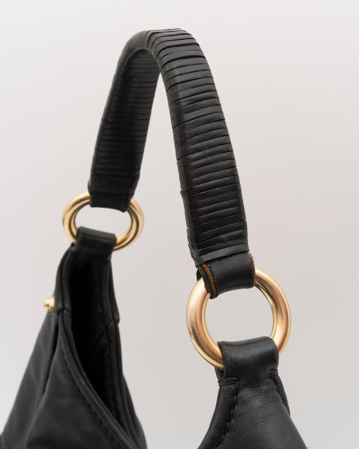 2000s MIU MIU Black Nappa Leather Hobo Bag