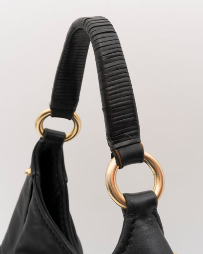2000s MIU MIU Black Nappa Leather Hobo Bag
