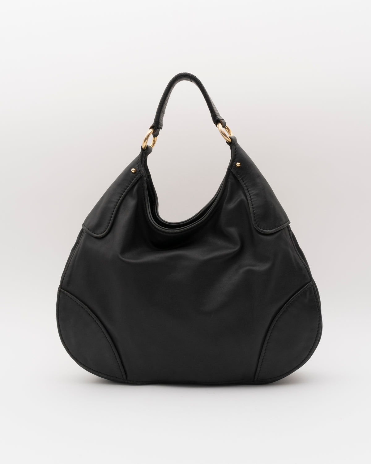 2000s MIU MIU Black Nappa Leather Hobo Bag