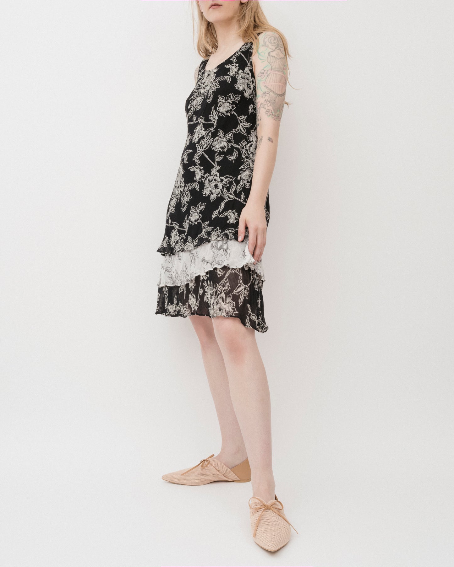 Vintage 90s Floral Chiffon Dress (S-L)