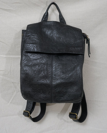 Vintage Black Floral Tooled AMERICAN LEATHER CO Backpack