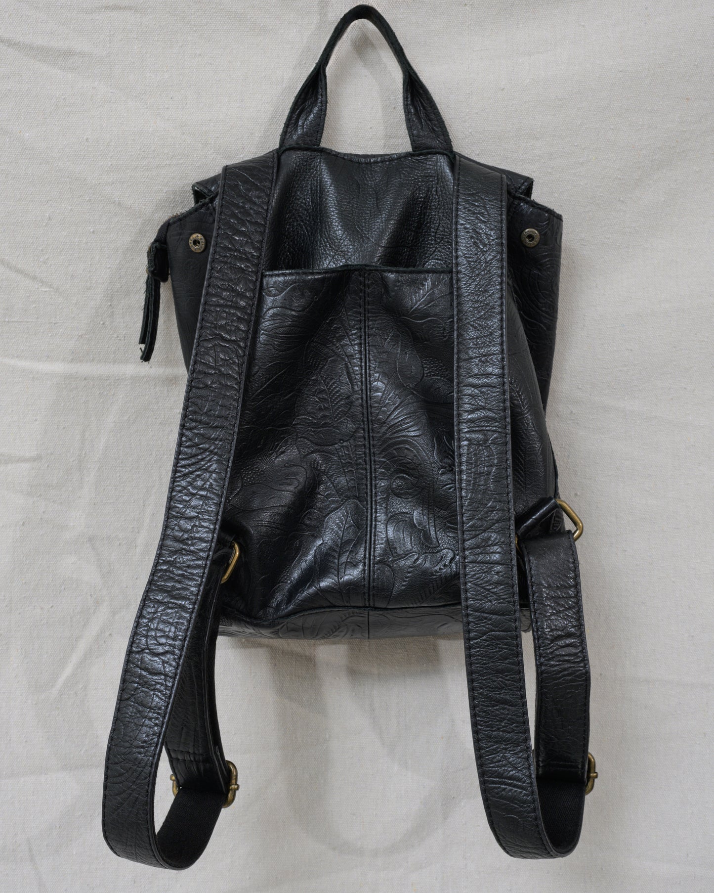 american leather company black backpack Vintage Black Floral Tooled AMERICAN LEATHER CO Backpack – Closed Caption