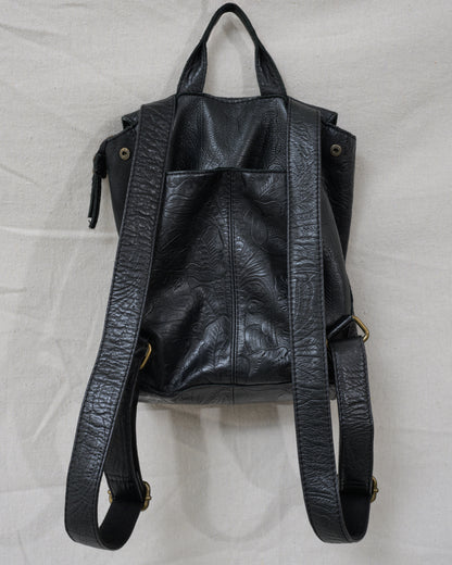 american leather co backpack purse Vintage Black Floral Tooled AMERICAN LEATHER CO Backpack – Closed Caption
