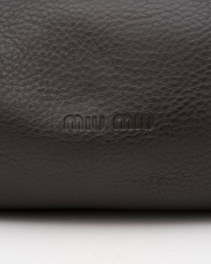 2000s Rare MIU MIU Chocolate Leather Kiss-Lock Frame Bag w/Dusty Rose Suede Trim