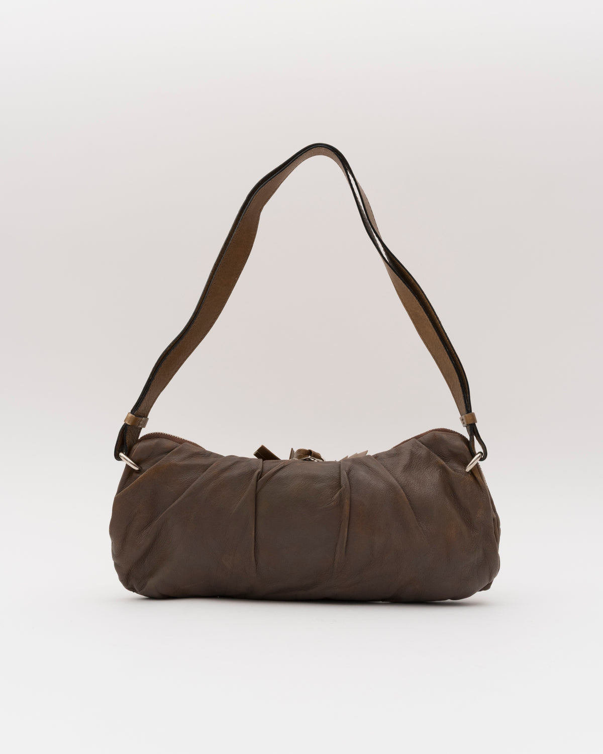 2000s Rare CHLOE Ruched Nappa Leather Floral Appliqué Bag