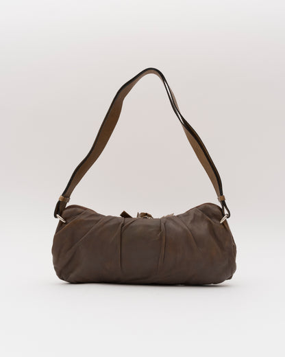 2000s Rare CHLOE Ruched Nappa Leather Floral Appliqué Bag
