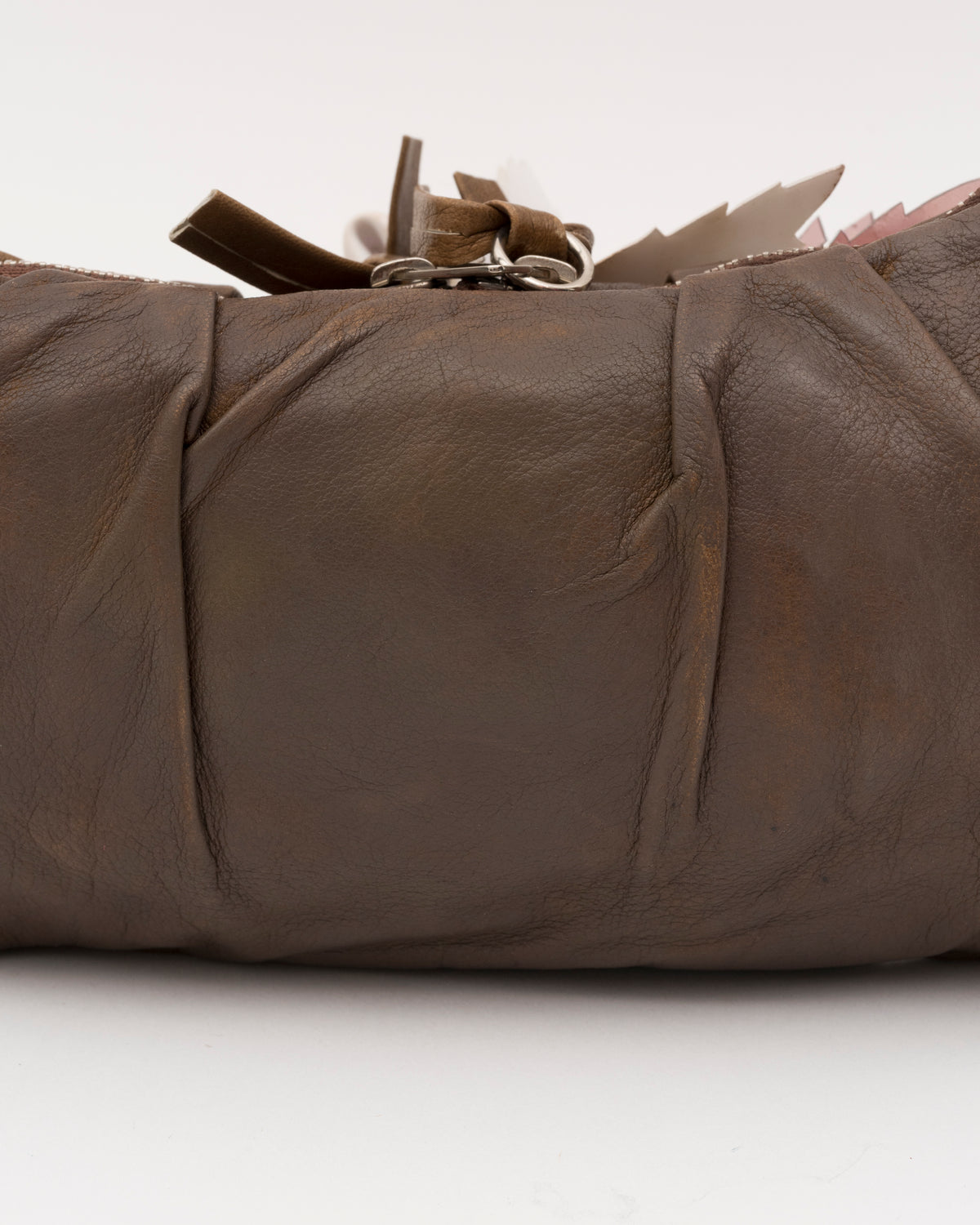 2000s Rare CHLOE Ruched Nappa Leather Floral Appliqué Bag
