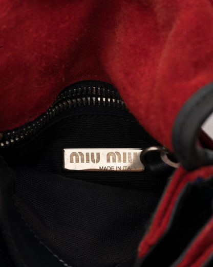 SS2005 MIU MIU Red Suede Mini Crossbody Bag w/Padlock