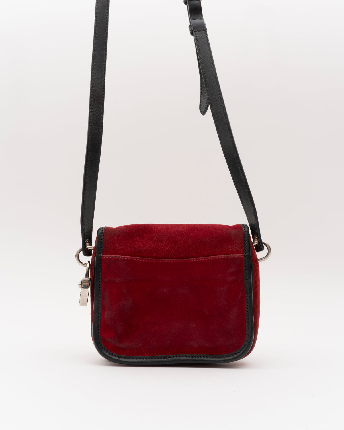 SS2005 MIU MIU Red Suede Mini Crossbody Bag w/Padlock