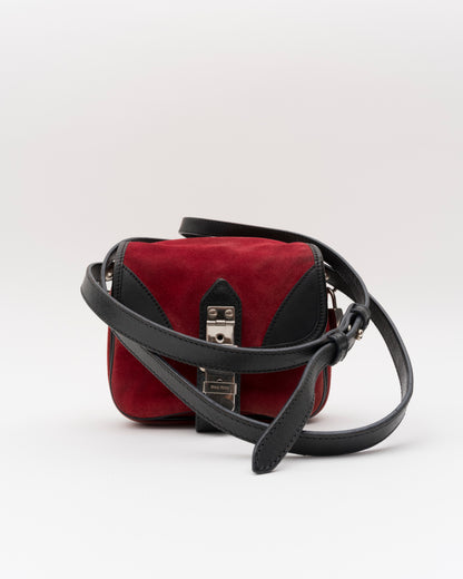SS2005 MIU MIU Red Suede Mini Crossbody Bag w/Padlock