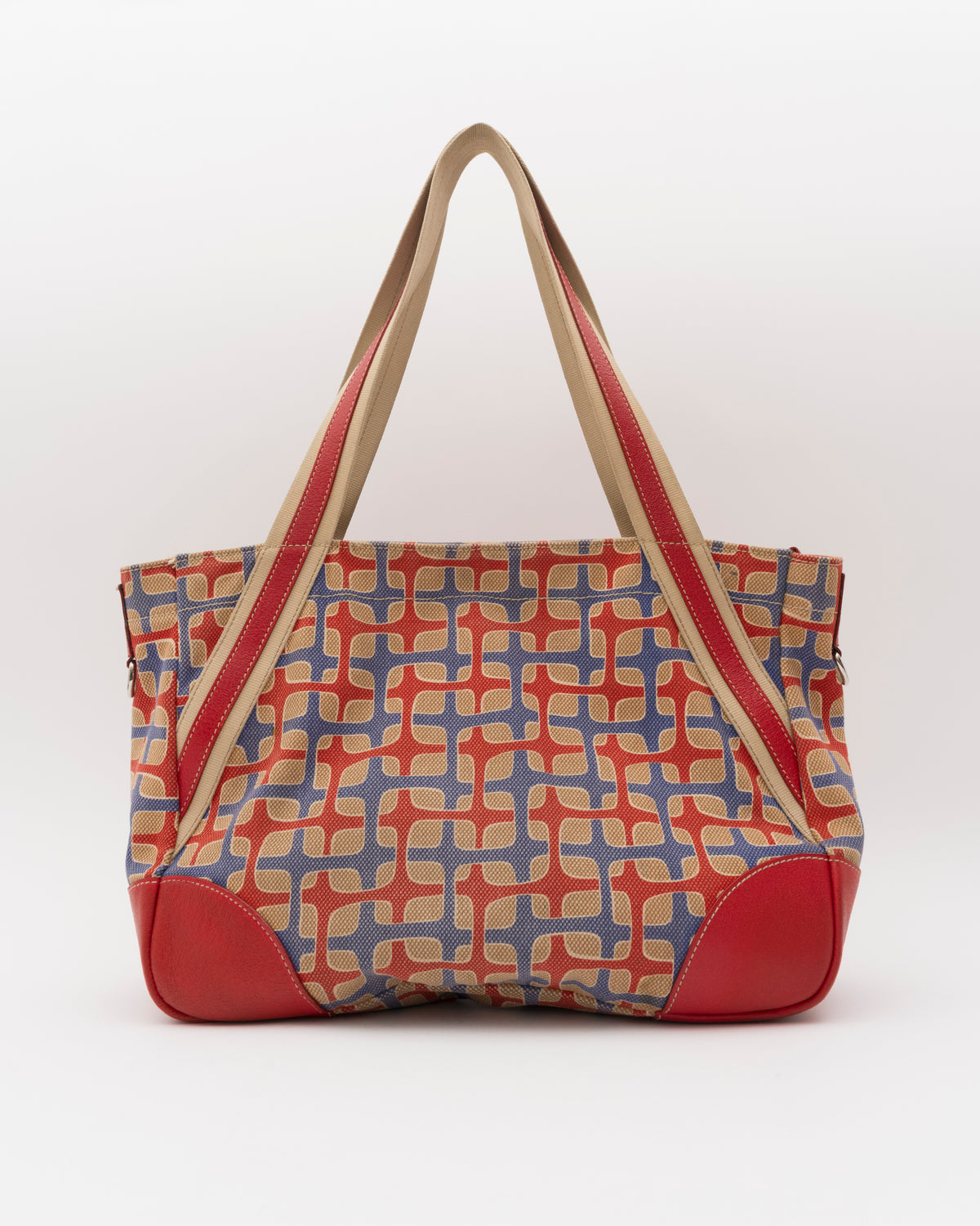 2000s PRADA Multicolor Geometric Canvas Shoulder Bag