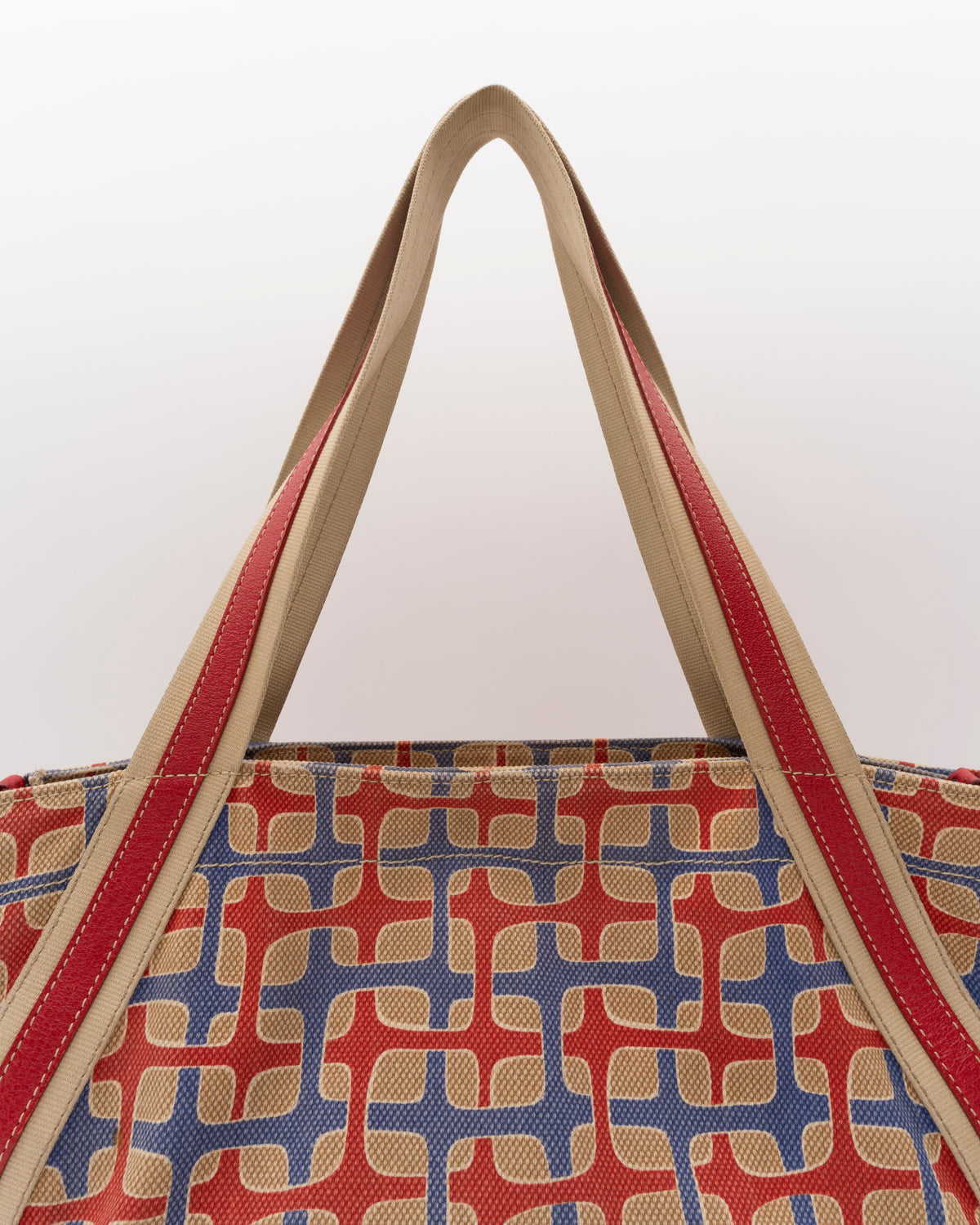 2000s PRADA Multicolor Geometric Canvas Shoulder Bag