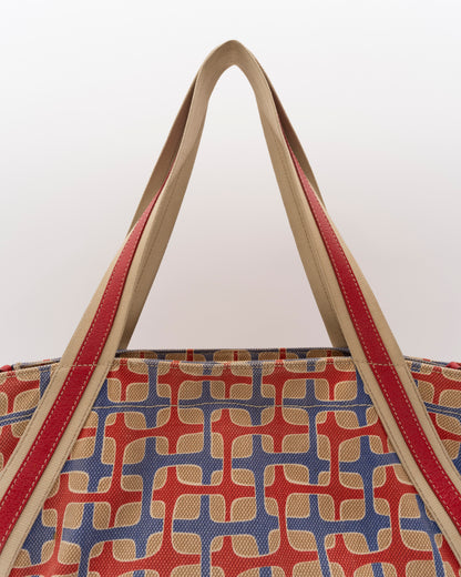 2000s PRADA Multicolor Geometric Canvas Shoulder Bag
