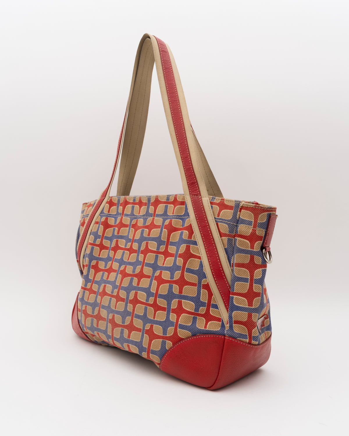 2000s PRADA Multicolor Geometric Canvas Shoulder Bag