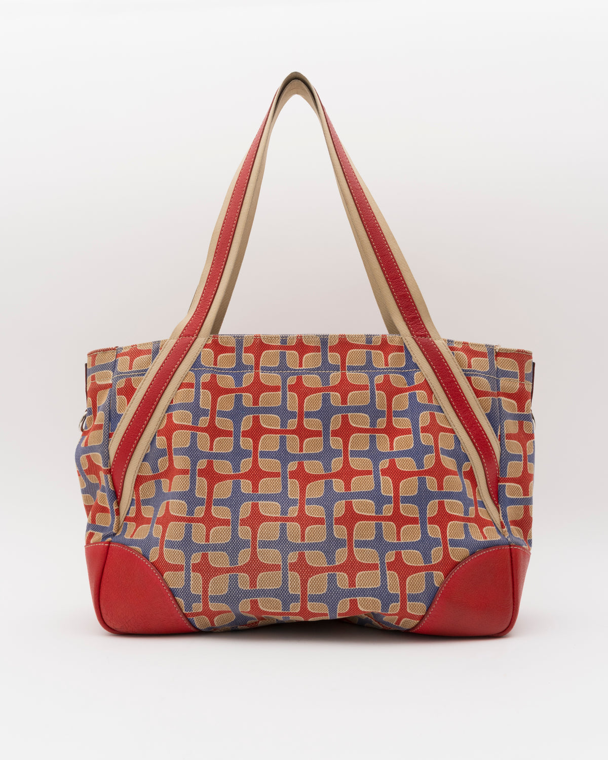 2000s PRADA Multicolor Geometric Canvas Shoulder Bag