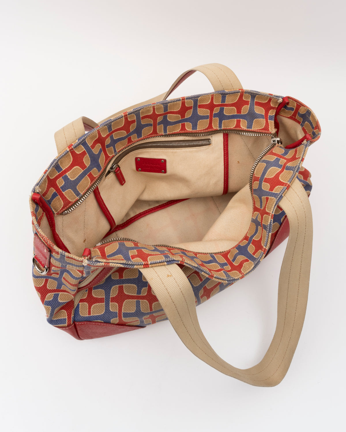 2000s PRADA Multicolor Geometric Canvas Shoulder Bag