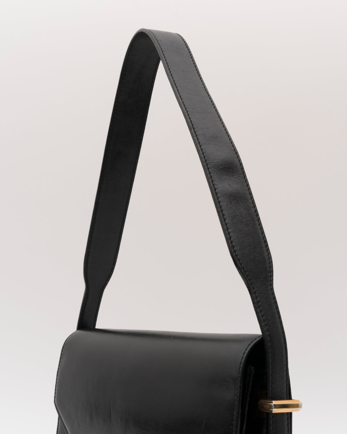 70s/80s CELINE Black Leather Box Carriage Bag