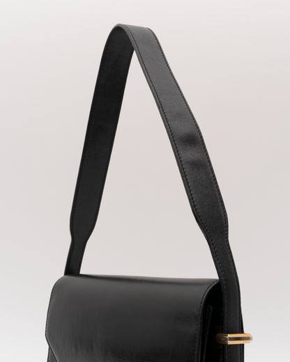 70s/80s CELINE Black Leather Box Carriage Bag