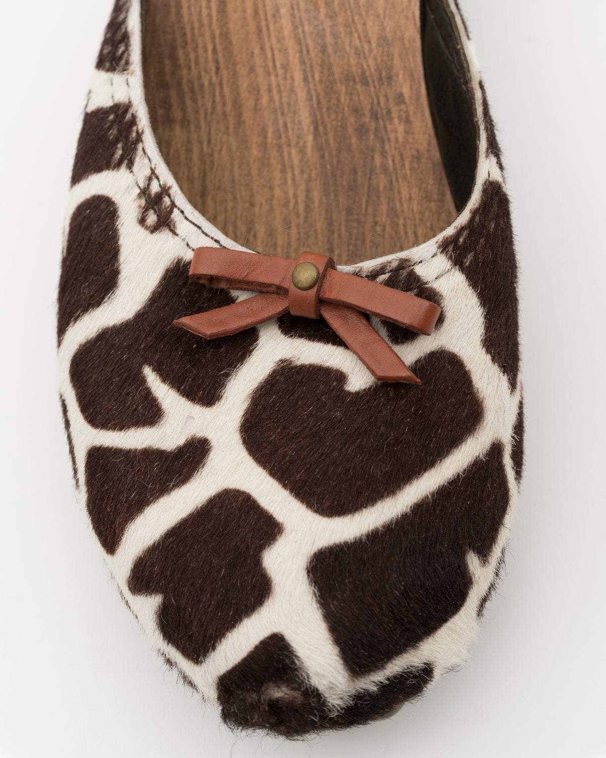 2000s MIU MIU Brown & White Pony Hair Wooden Clogs (36.5)