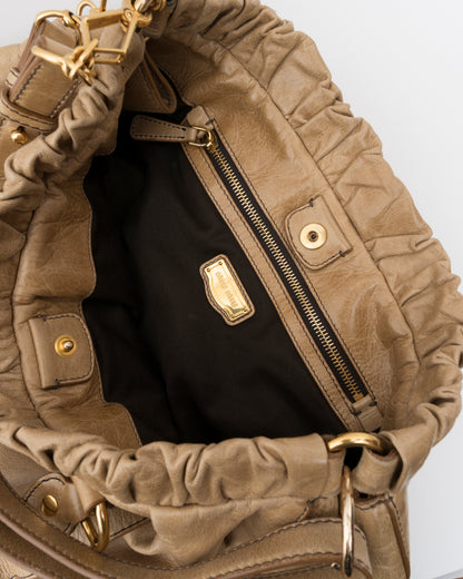 2000s MIU MIU Beige Extra Large Vitello Lux Bag