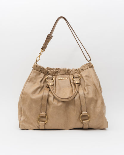 2000s MIU MIU Beige Extra Large Vitello Lux Bag