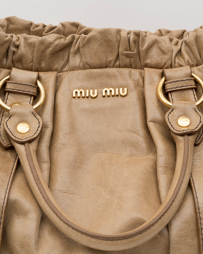 2000s MIU MIU Beige Extra Large Vitello Lux Bag