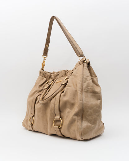 2000s MIU MIU Beige Extra Large Vitello Lux Bag