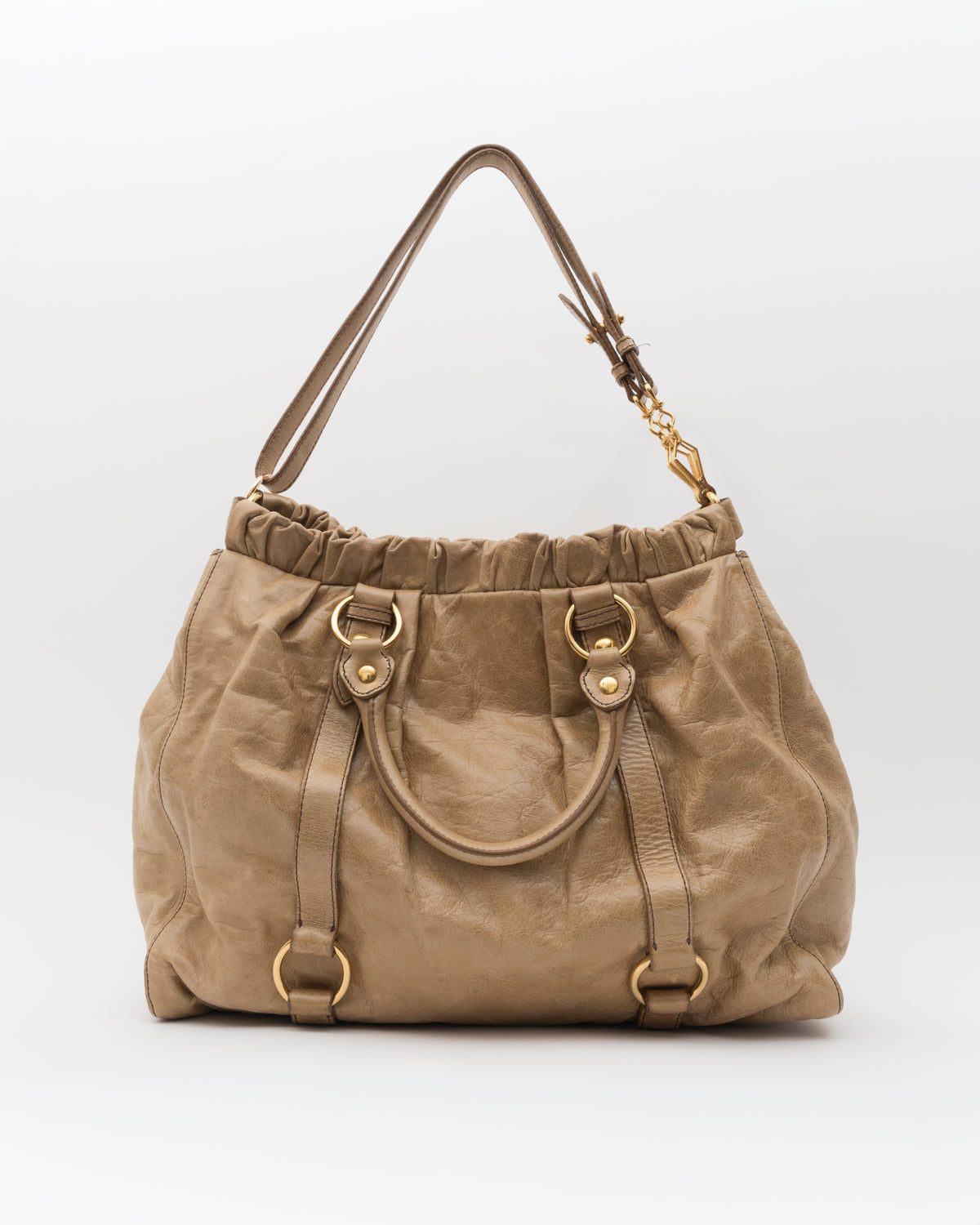2000s MIU MIU Beige Extra Large Vitello Lux Bag