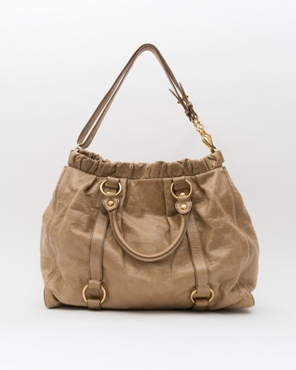 2000s MIU MIU Beige Extra Large Vitello Lux Bag