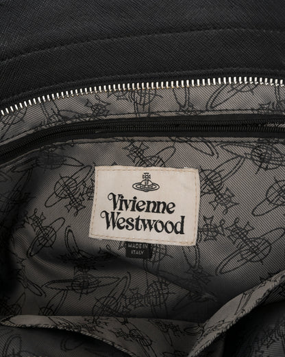 2000s VIVIENNE WESTWOOD Black Saffiano Leather Orb Tote