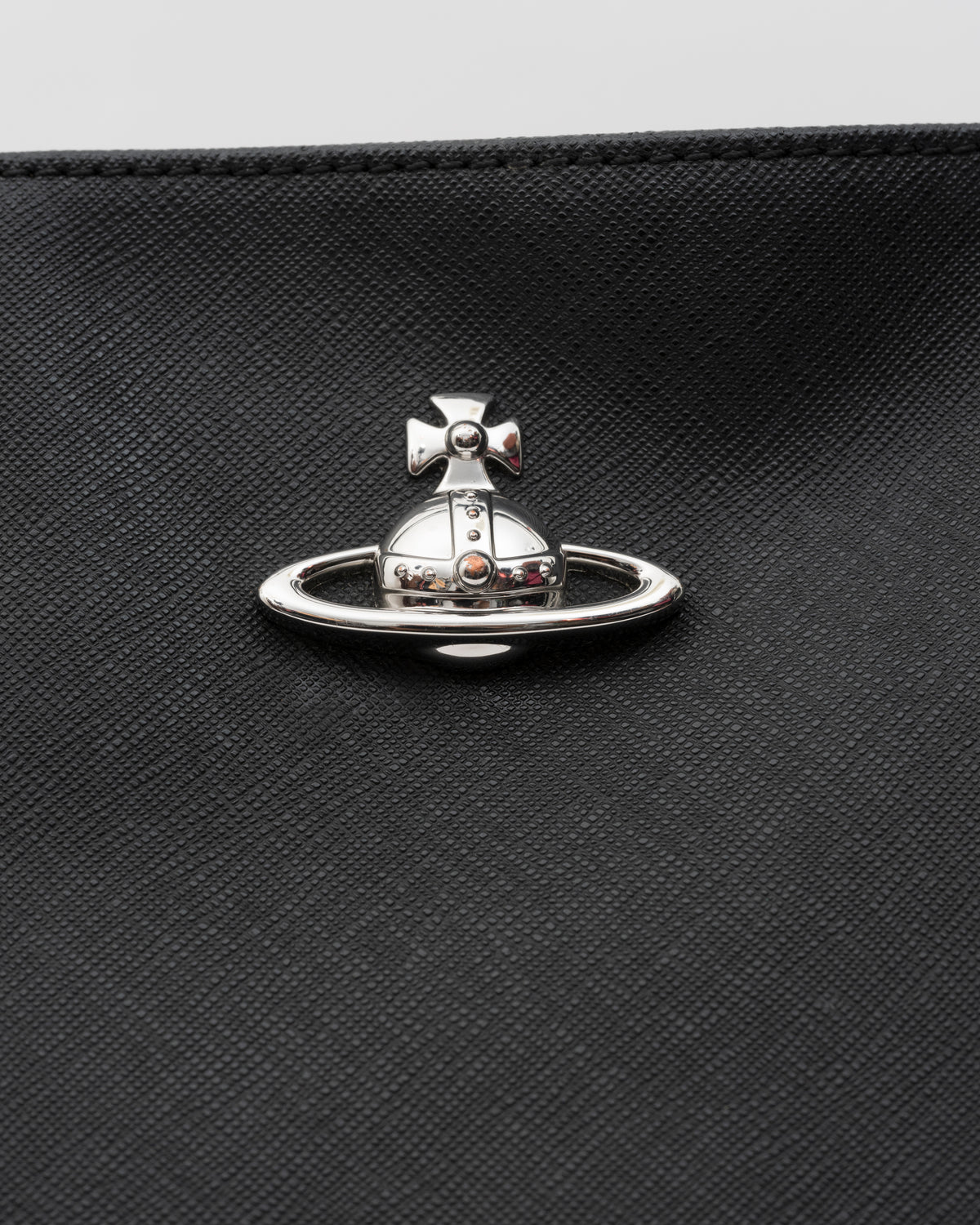 2000s VIVIENNE WESTWOOD Black Saffiano Leather Orb Tote