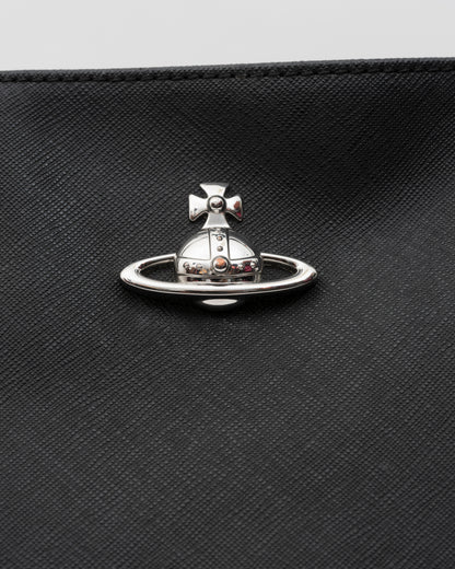 2000s VIVIENNE WESTWOOD Black Saffiano Leather Orb Tote