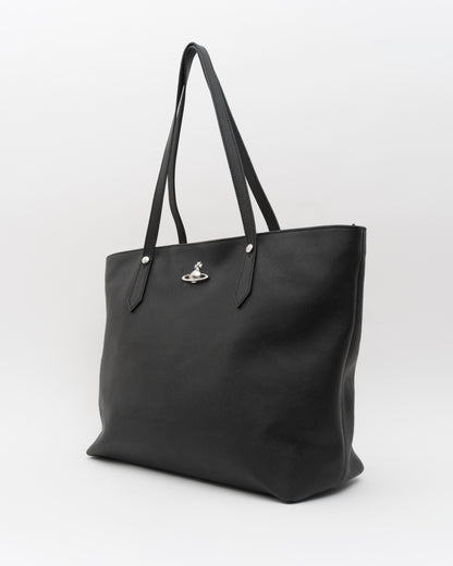 2000s VIVIENNE WESTWOOD Black Saffiano Leather Orb Tote
