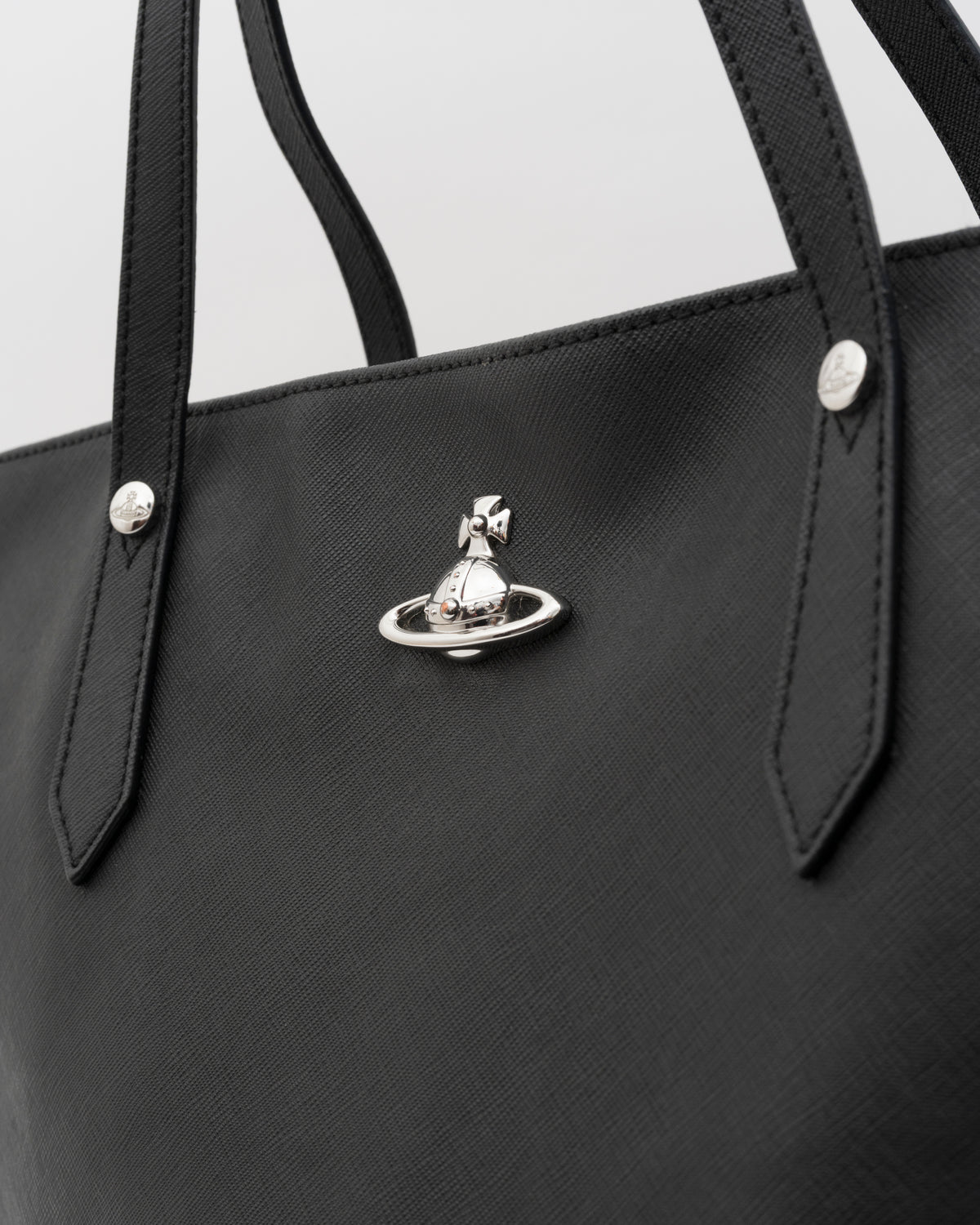 2000s VIVIENNE WESTWOOD Black Saffiano Leather Orb Tote