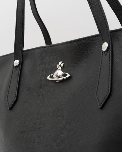 2000s VIVIENNE WESTWOOD Black Saffiano Leather Orb Tote