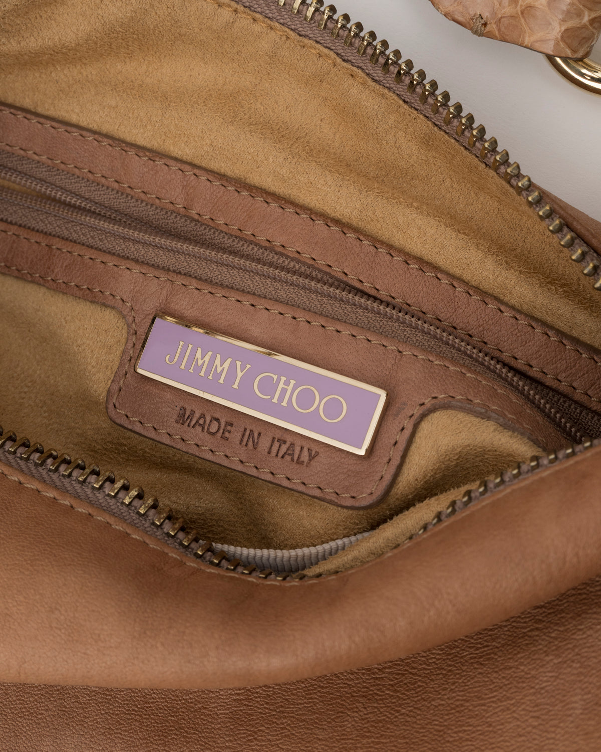2000s JIMMY CHOO Tan Nubuck Leather Solar Hobo Bag