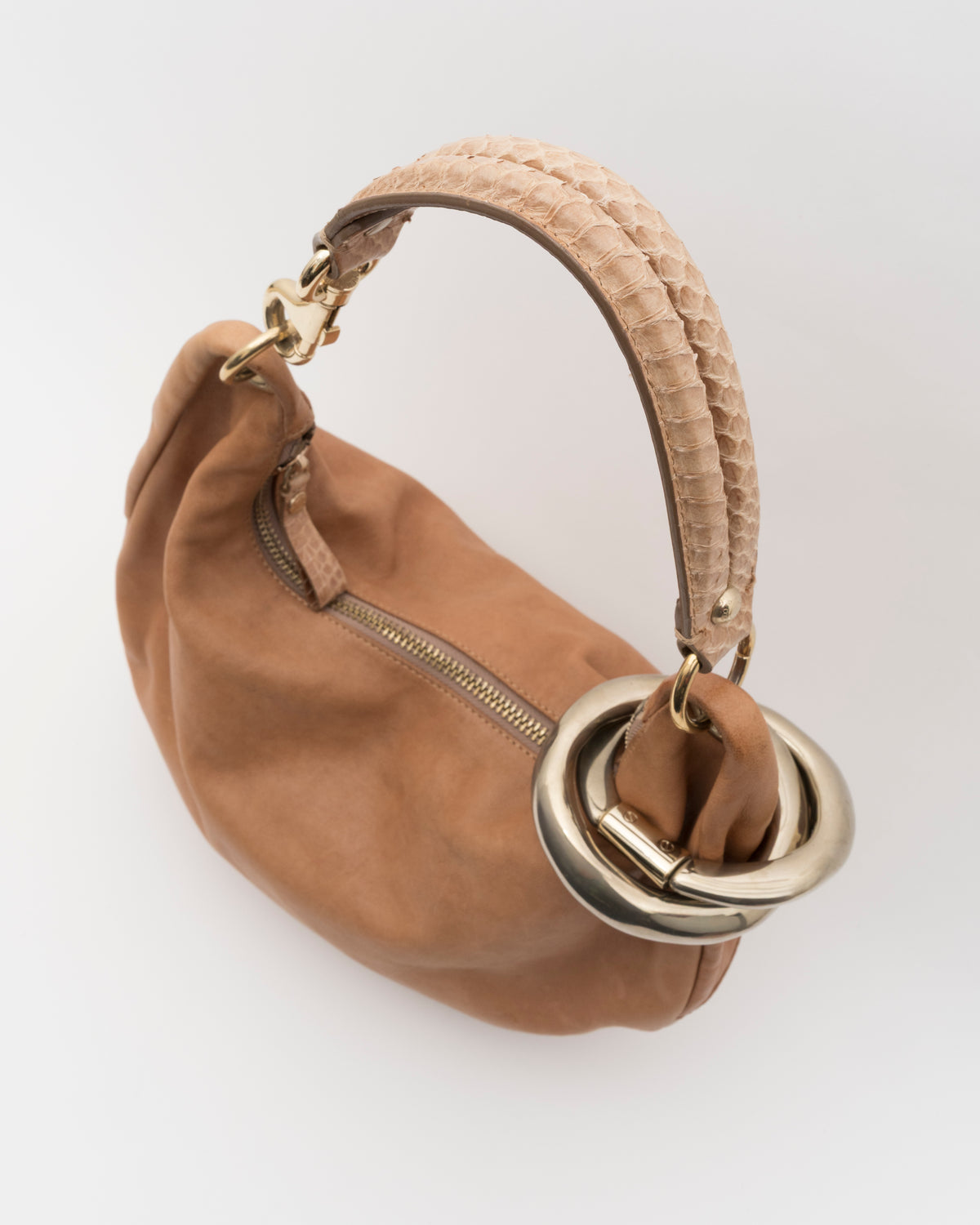 2000s JIMMY CHOO Tan Nubuck Leather Solar Hobo Bag