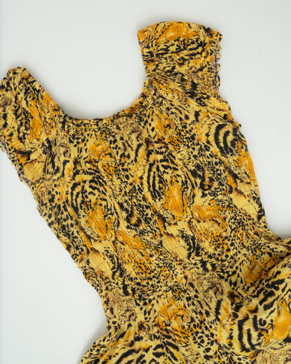 Vintage 90s Abstract Tiger Print Dress (S/M)