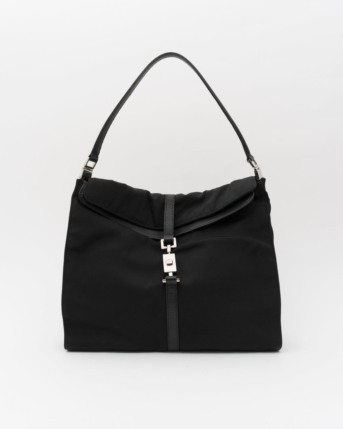 90s GUCCI Black Nylon & Leather Jackie Hobo Bag