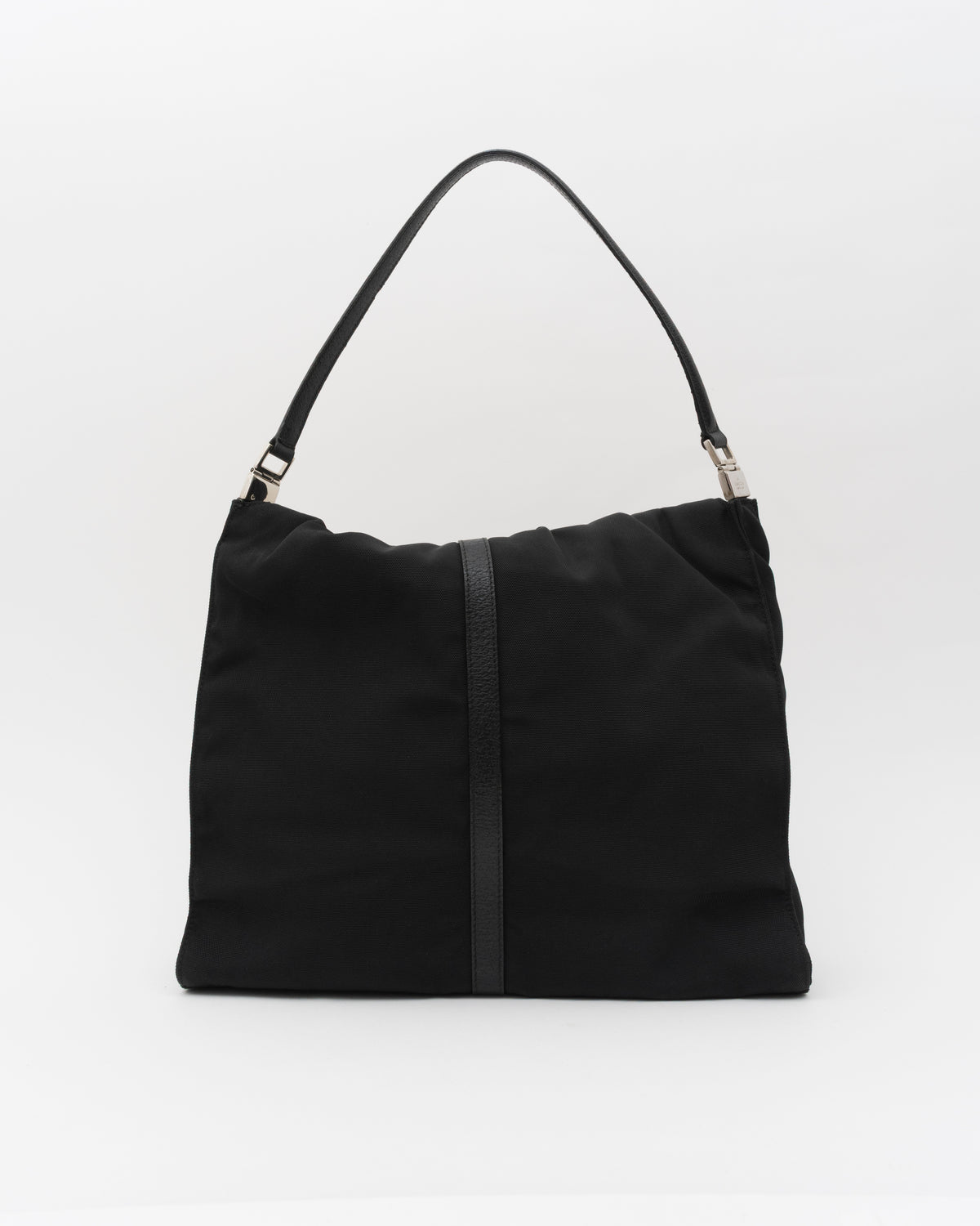 90s GUCCI Black Nylon & Leather Jackie Hobo Bag