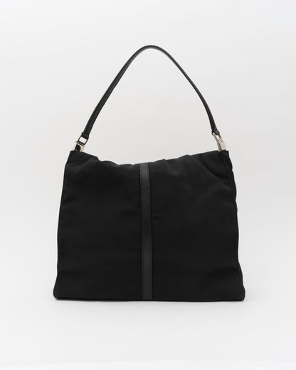 90s GUCCI Black Nylon & Leather Jackie Hobo Bag